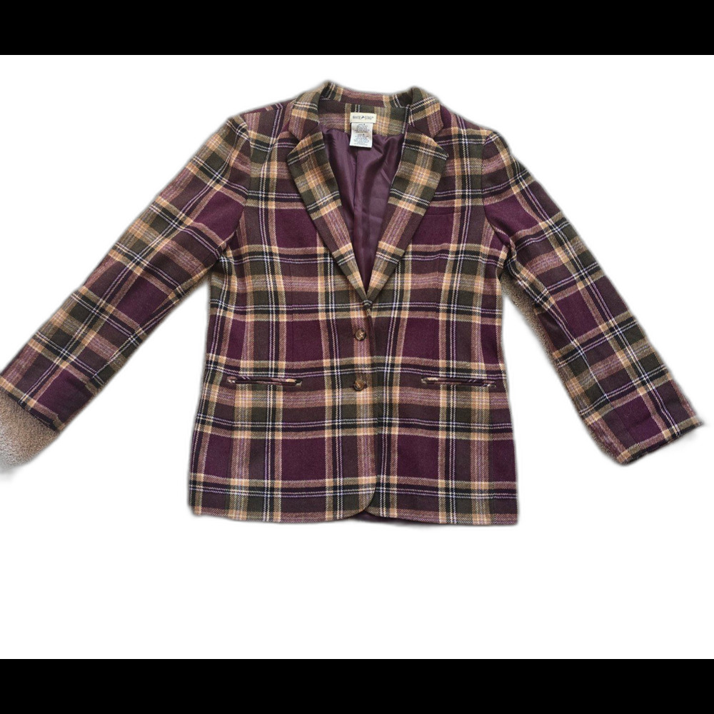 White Stag vintage 90s wool blend  plaid blazer academia